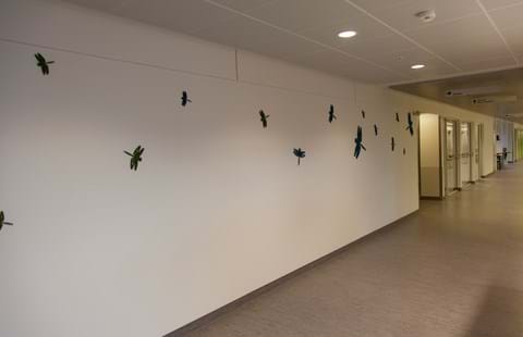 Fraster filt udskåret som guldsmed opklæbet på væg